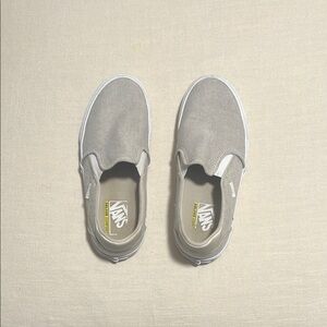 Vans Women Beige/ Gray Slip-On Shoes